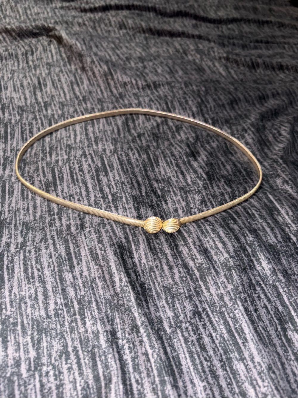 Gold-Tone Women's  belt with Ribbed Bead Accents